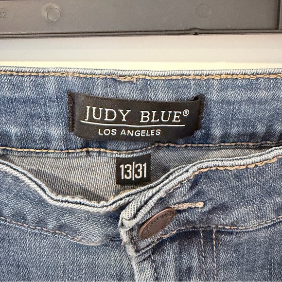 Judy Blue 13/31 Skinny Jeans Plaid Cuff Raw Hem Stretch Denim Women - Picture 3 of 10